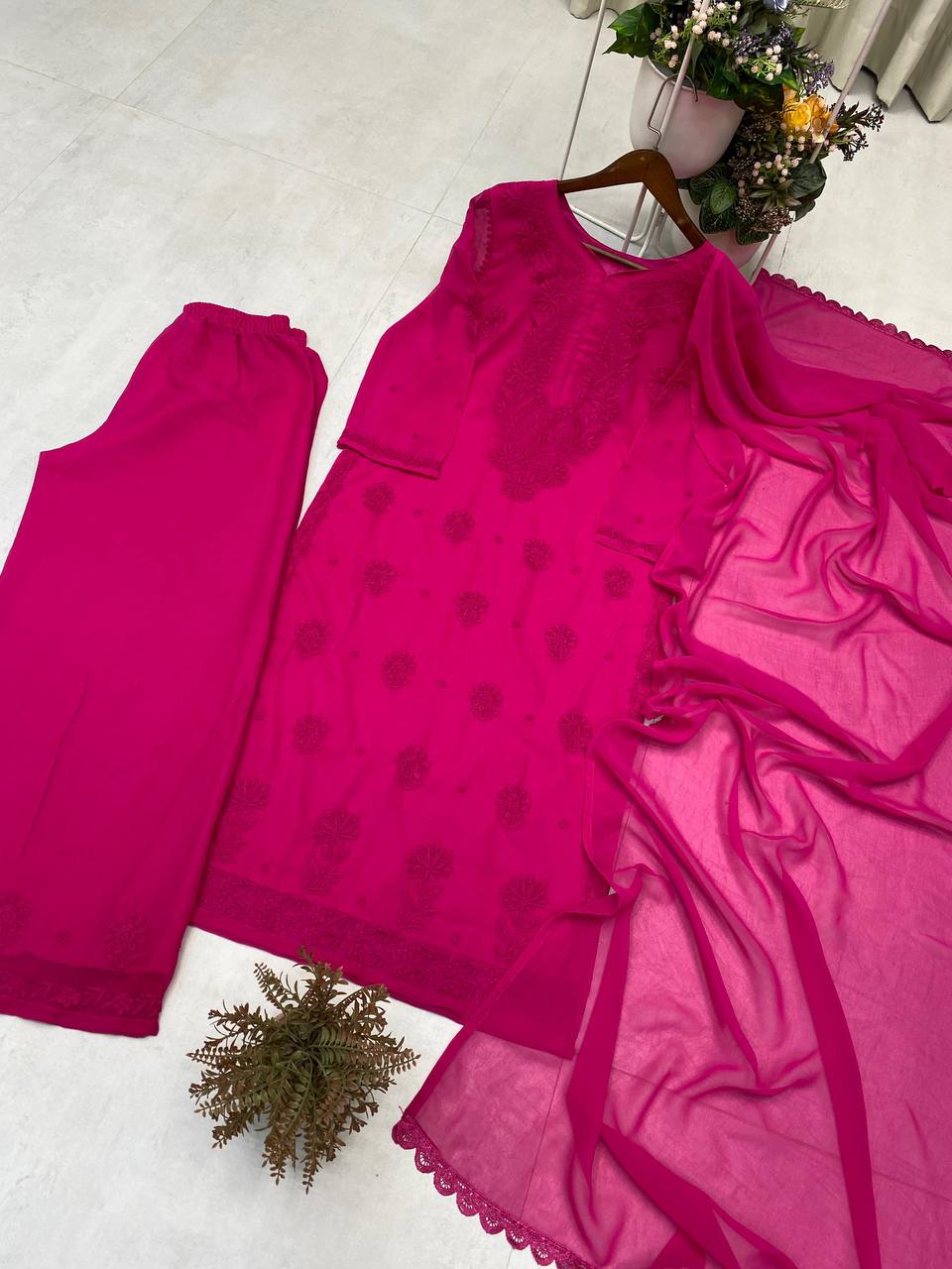 Royal Embroidered Georgette Suit With Dupatta
