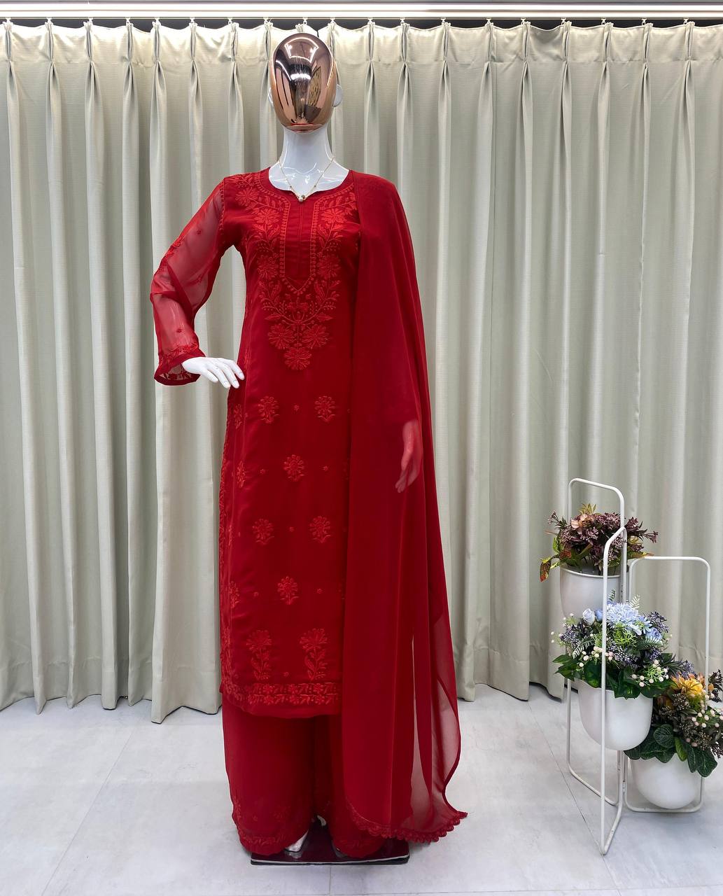 Royal Embroidered Georgette Suit With Dupatta
