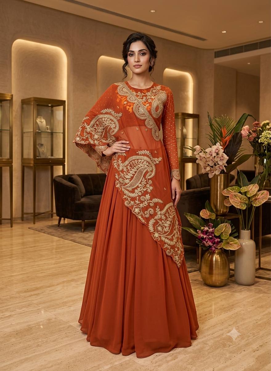Enchanté Embroidered Lehenga Co-Ord Set With Statement Shrug