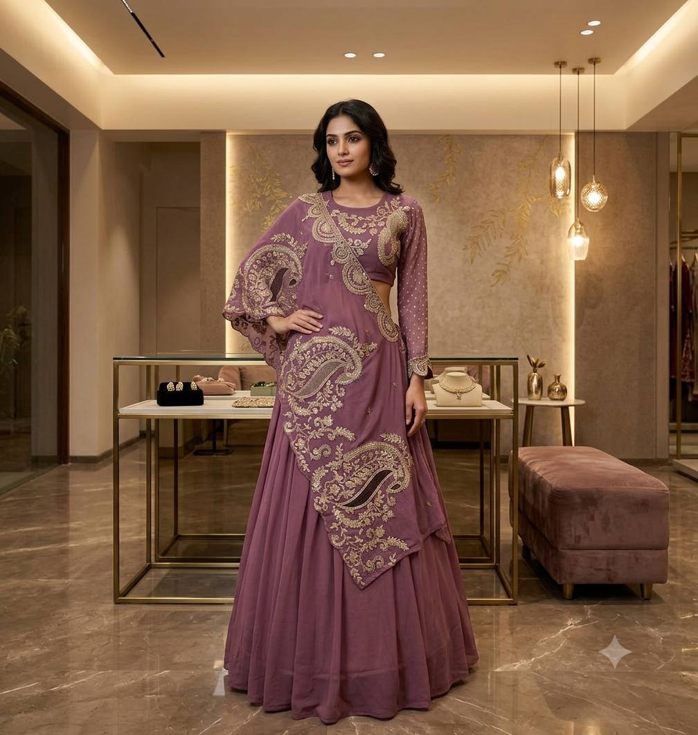Enchanté Embroidered Lehenga Co-Ord Set With Statement Shrug