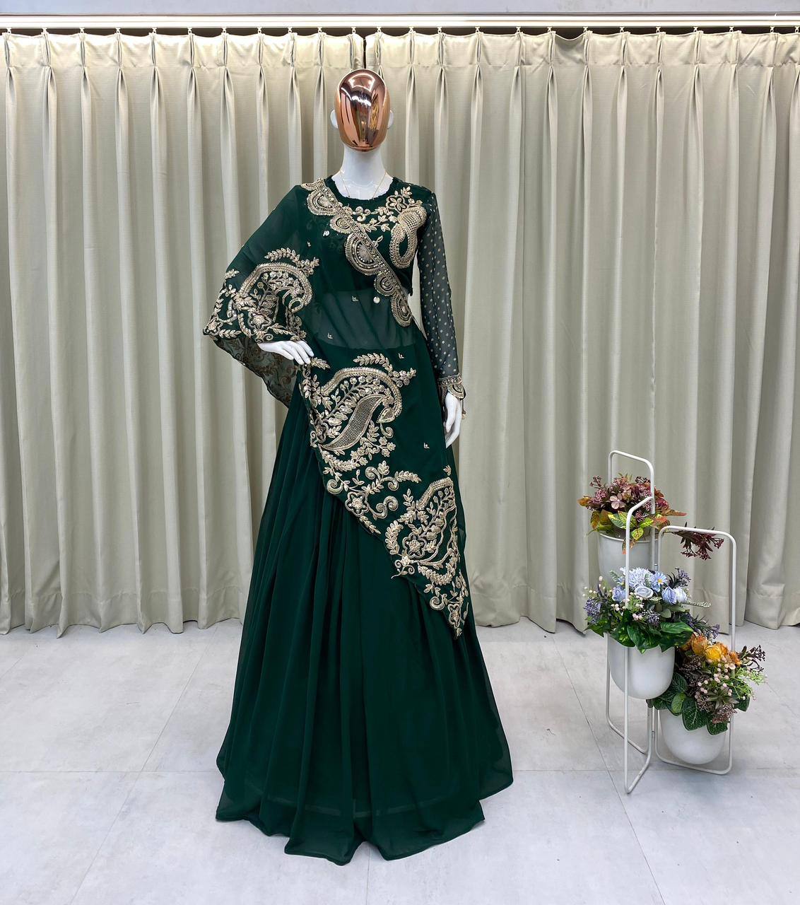 Enchanté Embroidered Lehenga Co-Ord Set With Statement Shrug