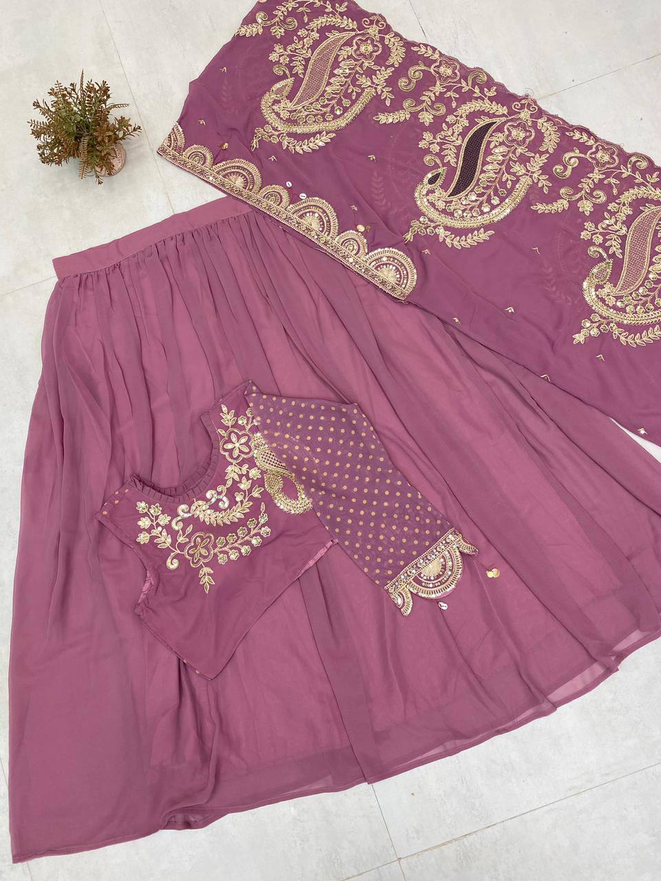 Enchanté Embroidered Lehenga Co-Ord Set With Statement Shrug