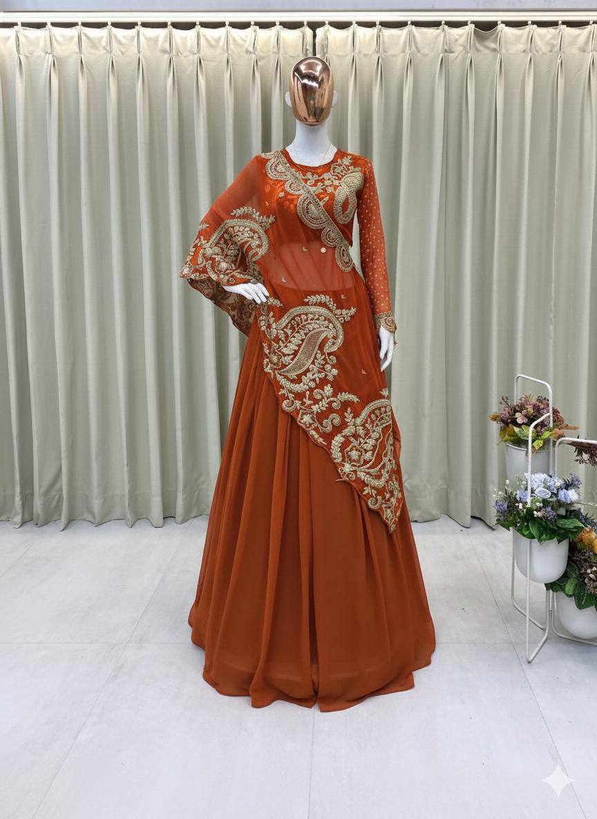 Enchanté Embroidered Lehenga Co-Ord Set With Statement Shrug
