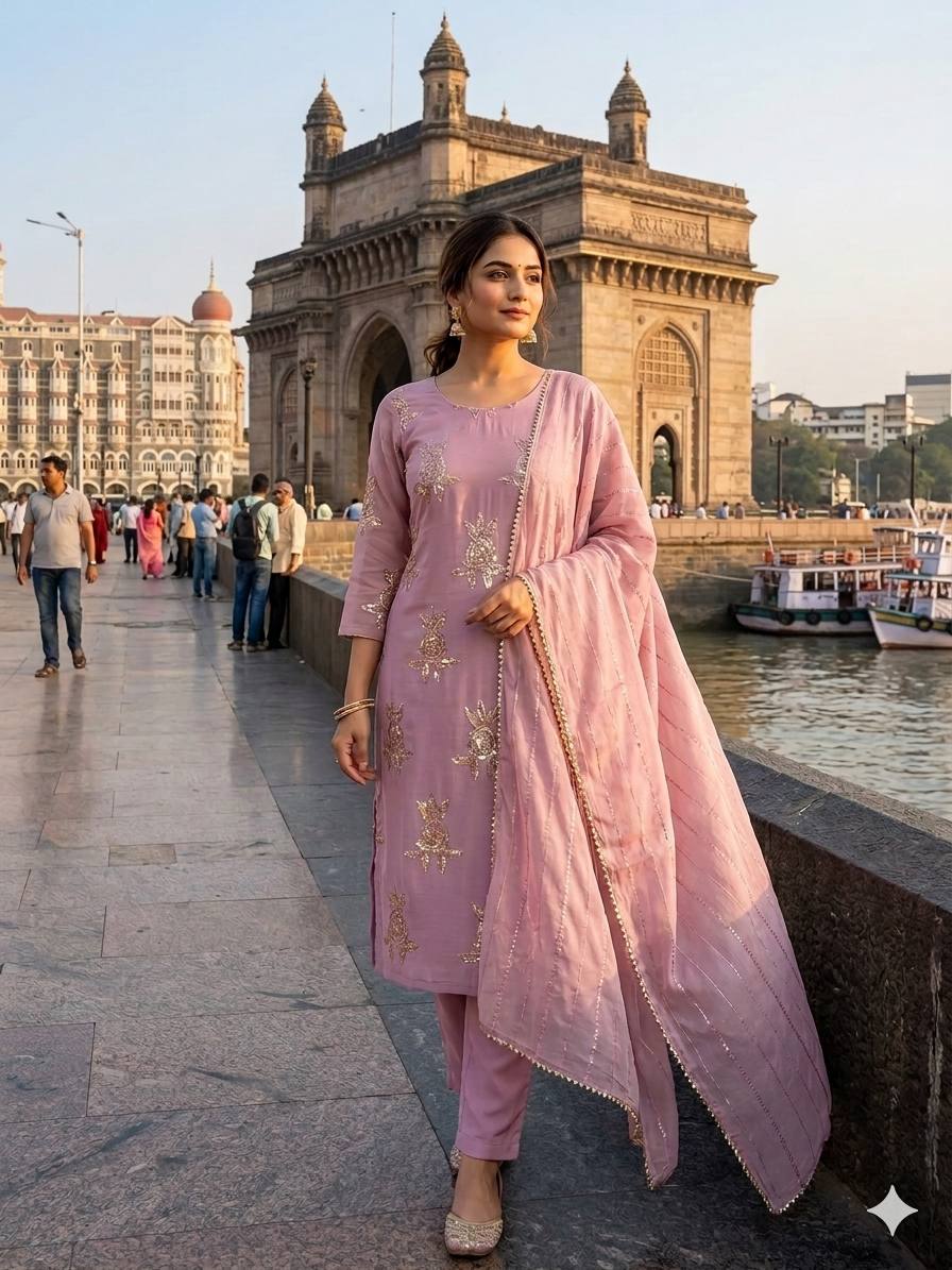 Designer Sequence Embroidered Top, Pant & Dupatta