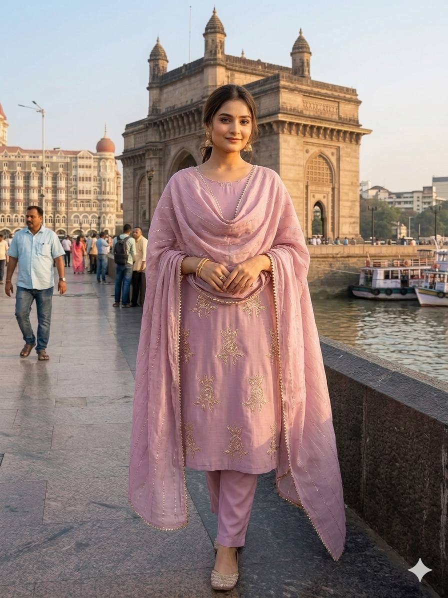 Designer Sequence Embroidered Top, Pant & Dupatta