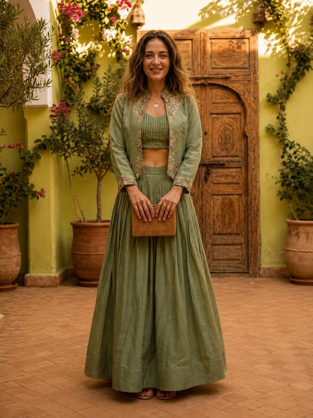 Designer Zazu Silk Embroidered Jacket Lehenga Set