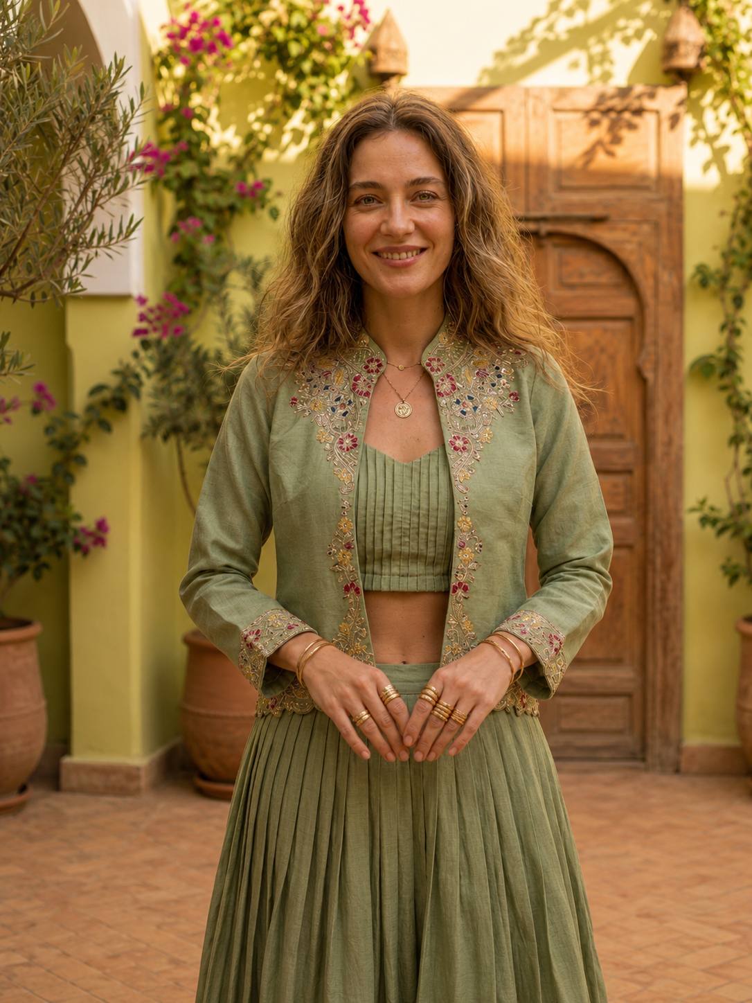 Designer Zazu Silk Embroidered Jacket Lehenga Set