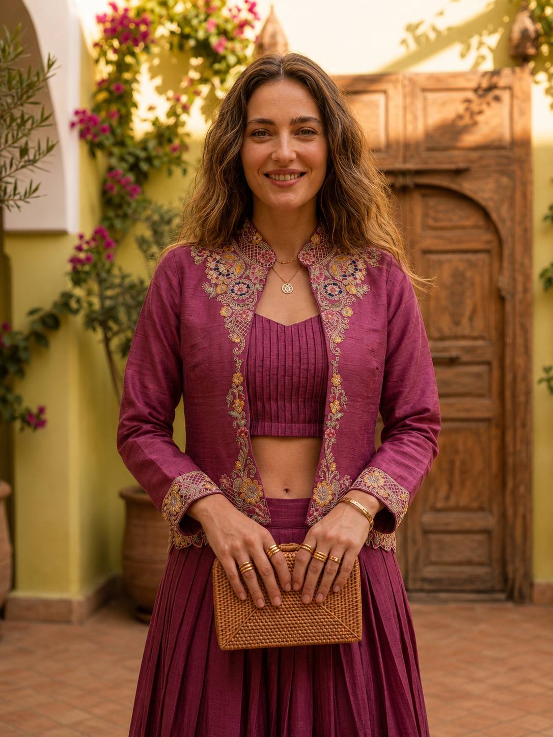Designer Zazu Silk Embroidered Jacket Lehenga Set