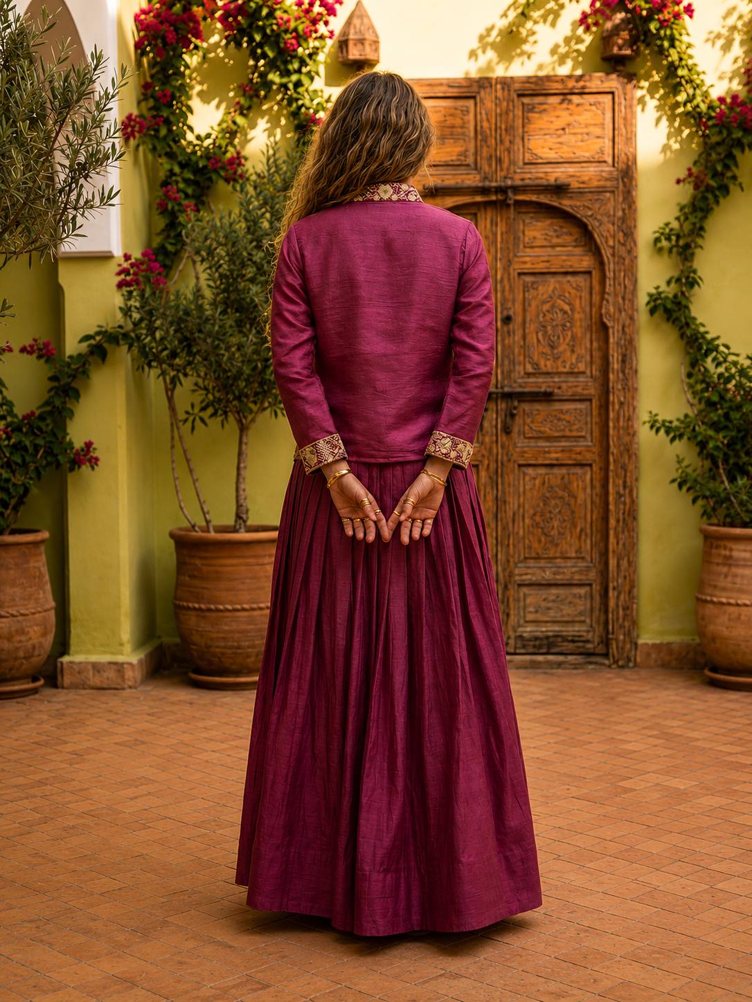 Designer Zazu Silk Embroidered Jacket Lehenga Set