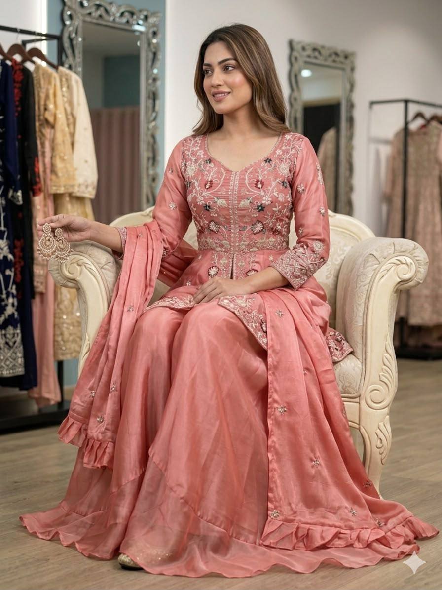 EXCLUSIVE AND TRENDY FOR WEDDING SEASON OUR SEQUENCE EMBROIDERED TOP, PLAZZO AND DUPATTA