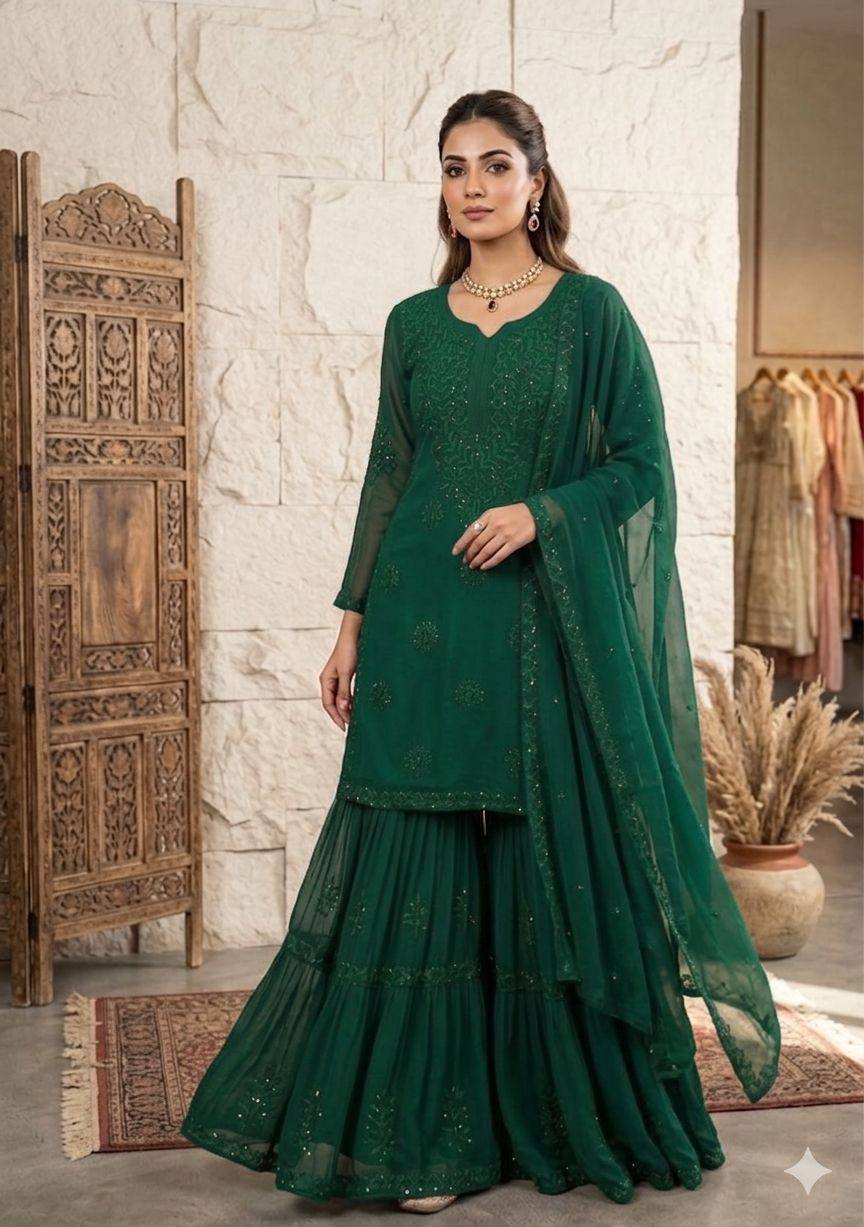 PERFECT FOR PARTY AND WEDDING OUR DESIGNER WEAR SEQUENCE EMBROIDERED SARARA PAIR