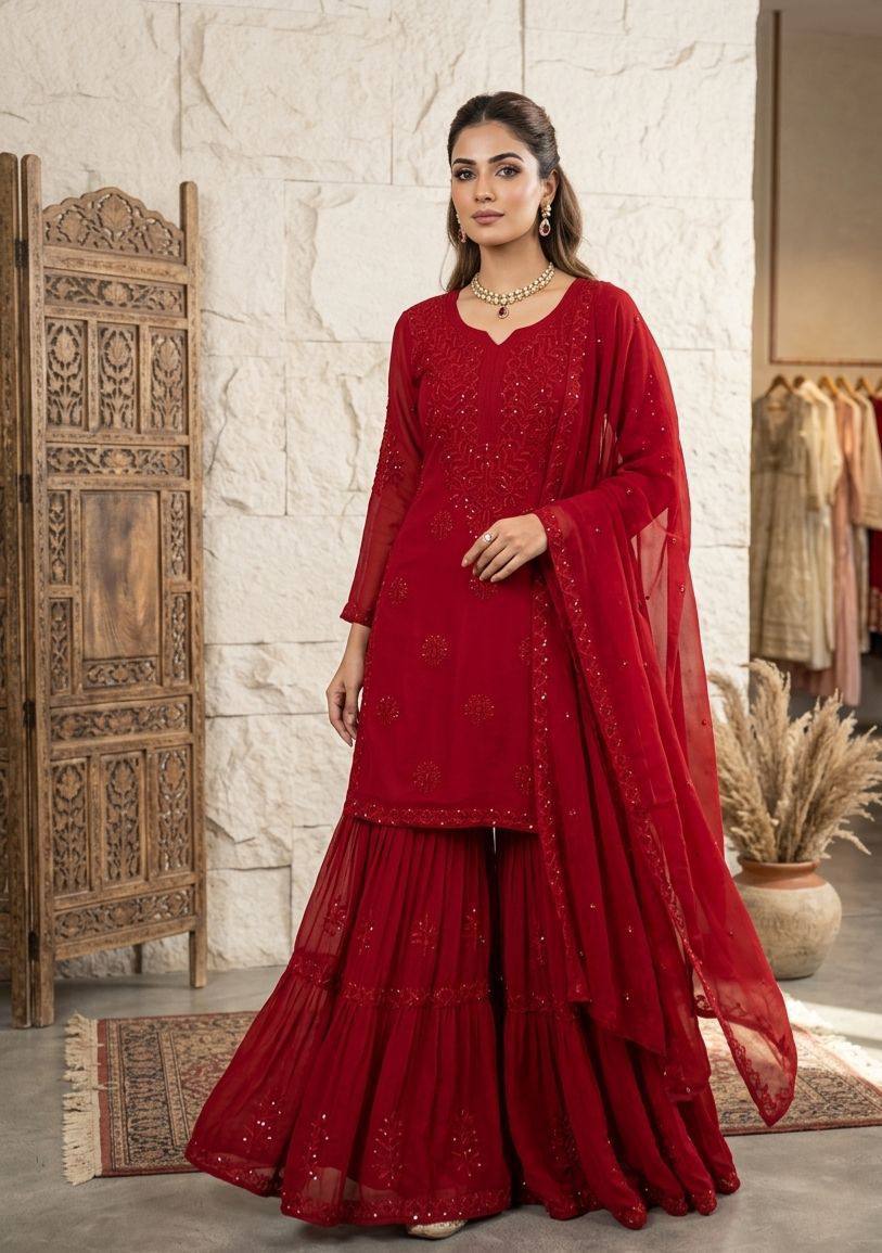 PERFECT FOR PARTY AND WEDDING OUR DESIGNER WEAR SEQUENCE EMBROIDERED SARARA PAIR