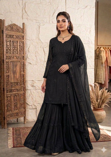PERFECT FOR PARTY AND WEDDING OUR DESIGNER WEAR SEQUENCE EMBROIDERED SARARA PAIR