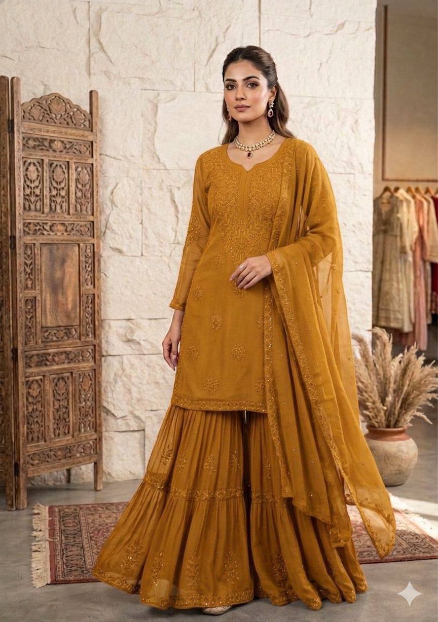 PERFECT FOR PARTY AND WEDDING OUR DESIGNER WEAR SEQUENCE EMBROIDERED SARARA PAIR