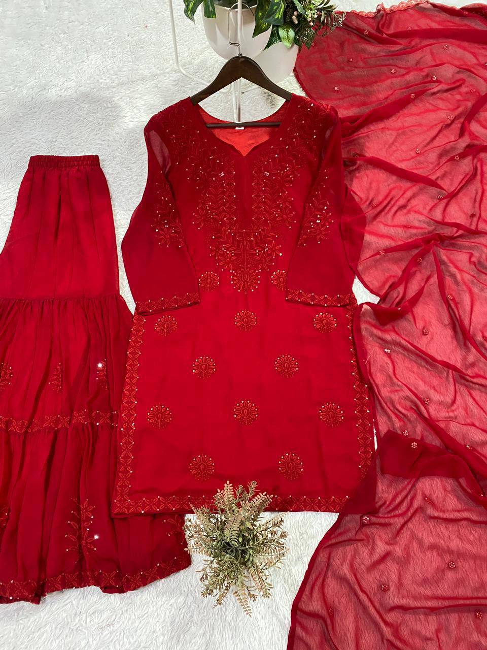 PERFECT FOR PARTY AND WEDDING OUR DESIGNER WEAR SEQUENCE EMBROIDERED SARARA PAIR