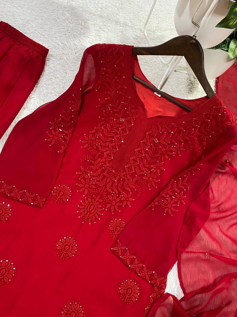 PERFECT FOR PARTY AND WEDDING OUR DESIGNER WEAR SEQUENCE EMBROIDERED SARARA PAIR
