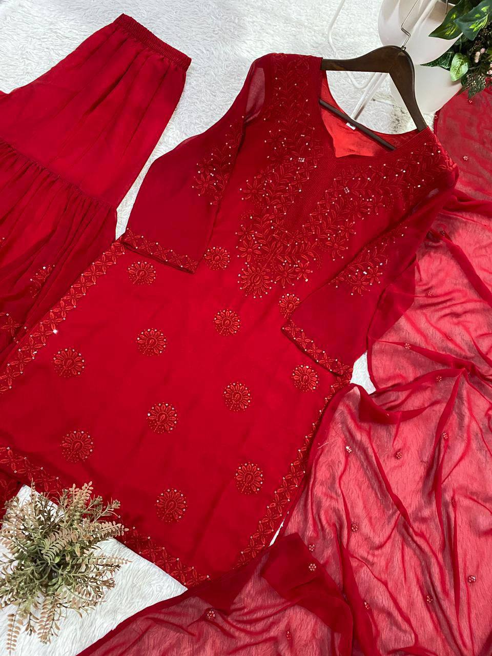 PERFECT FOR PARTY AND WEDDING OUR DESIGNER WEAR SEQUENCE EMBROIDERED SARARA PAIR
