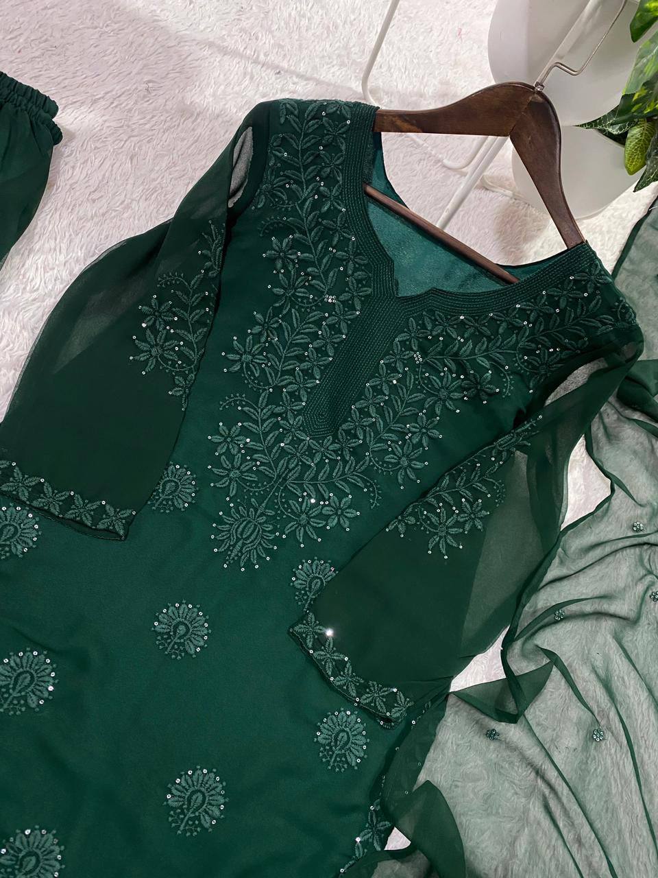 PERFECT FOR PARTY AND WEDDING OUR DESIGNER WEAR SEQUENCE EMBROIDERED SARARA PAIR