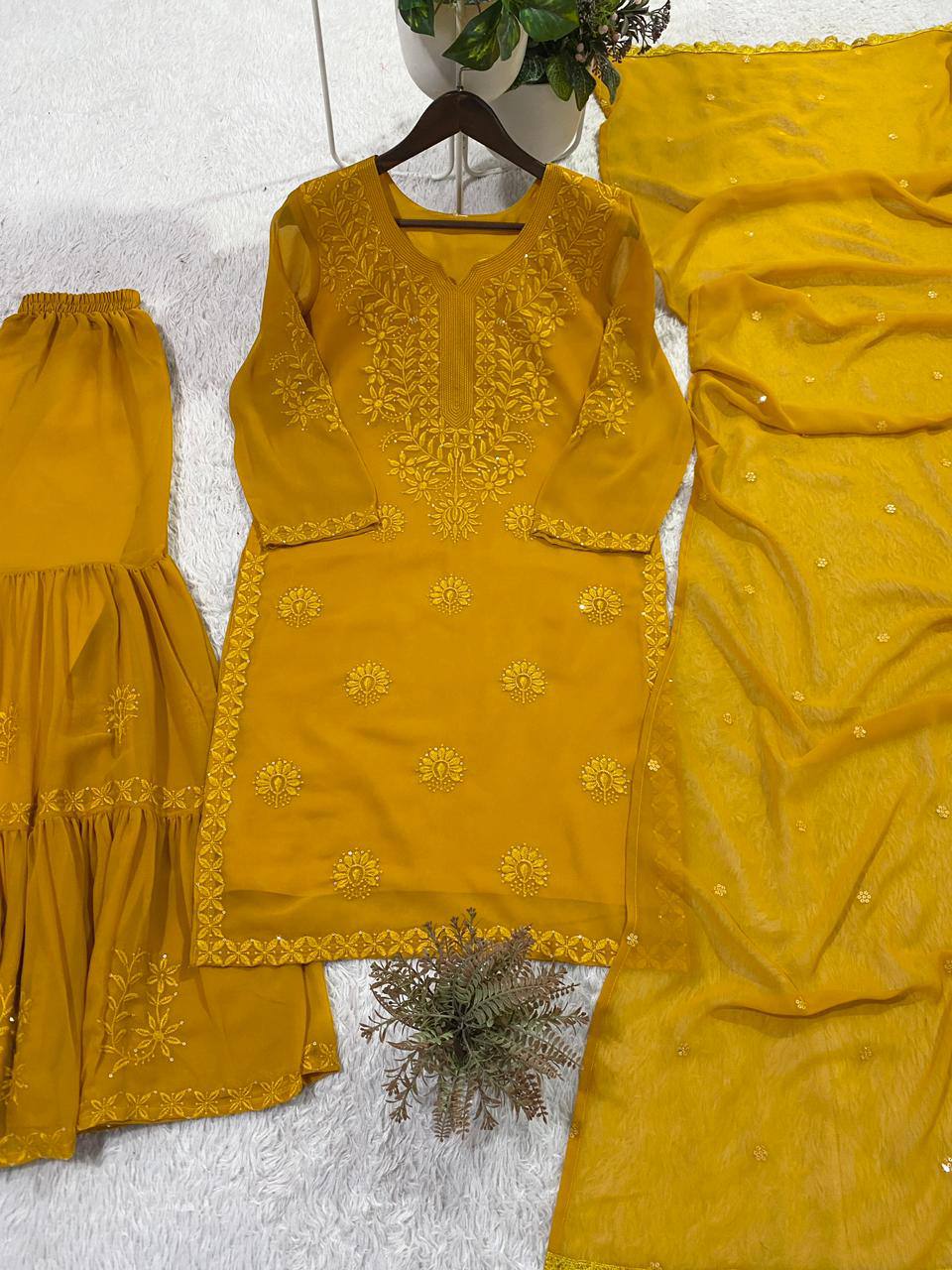 PERFECT FOR PARTY AND WEDDING OUR DESIGNER WEAR SEQUENCE EMBROIDERED SARARA PAIR