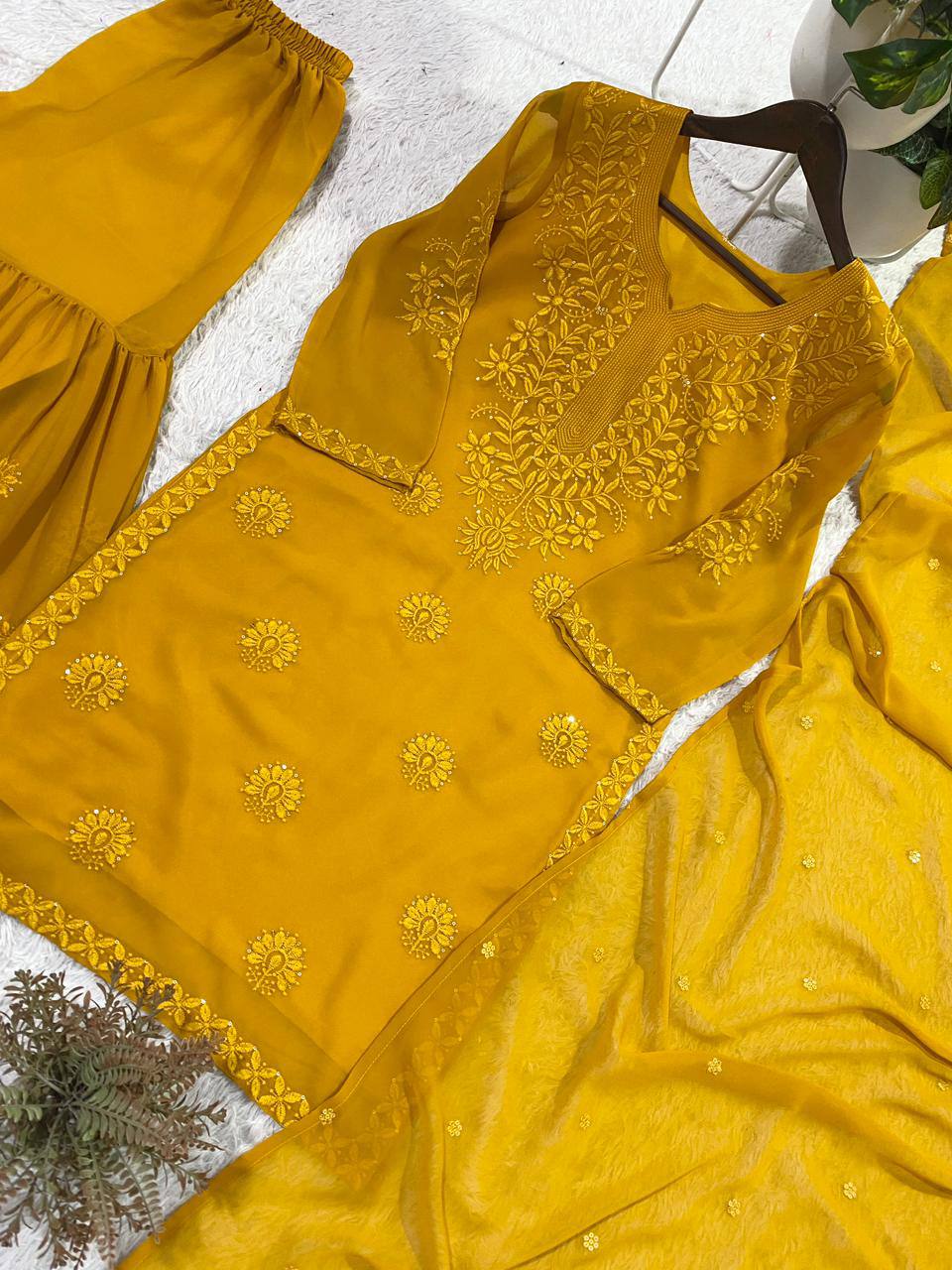 PERFECT FOR PARTY AND WEDDING OUR DESIGNER WEAR SEQUENCE EMBROIDERED SARARA PAIR