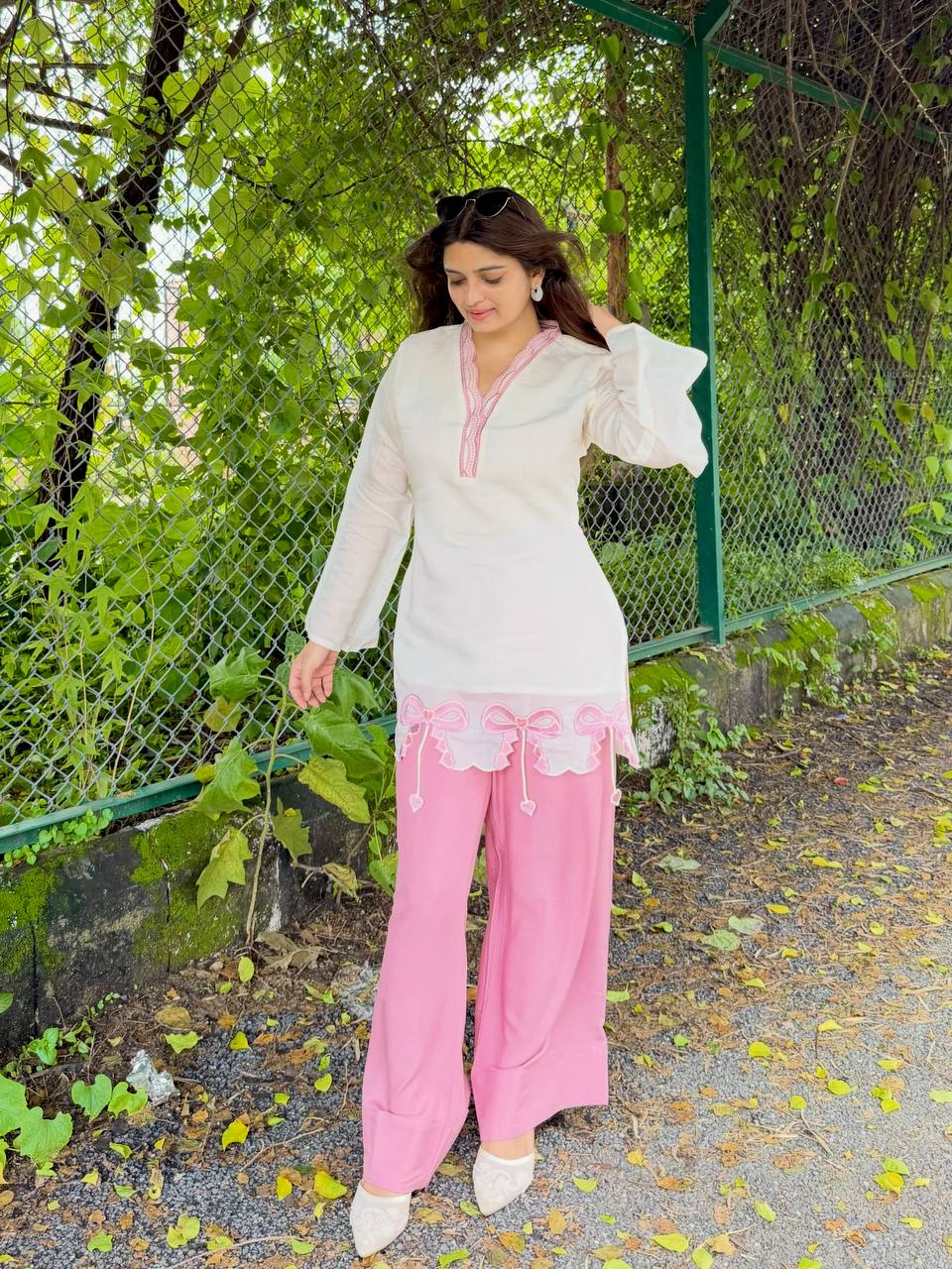 Designer Party Wear Roman Silk Top & Palazzo Set