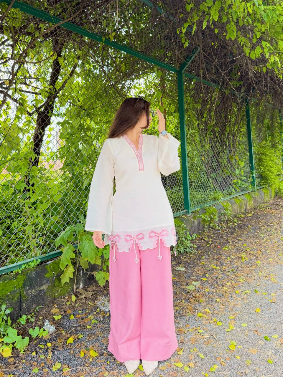 Designer Party Wear Roman Silk Top & Palazzo Set