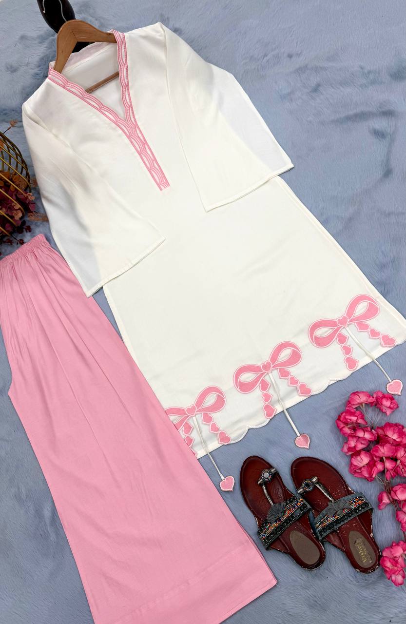 Designer Party Wear Roman Silk Top & Palazzo Set
