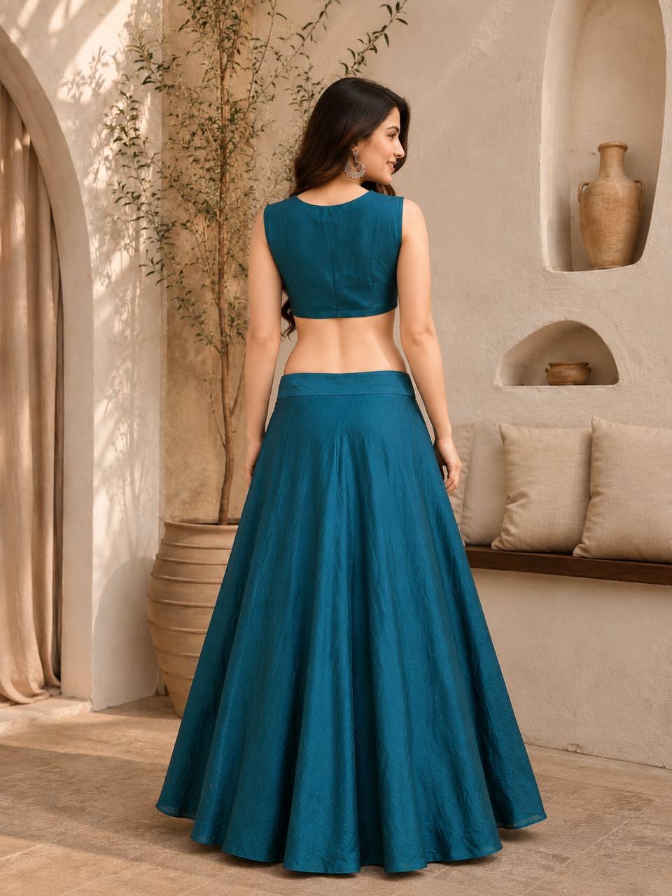 Exclusive Designer Festive Glamour In Vichitra Silk-Lehenga Set