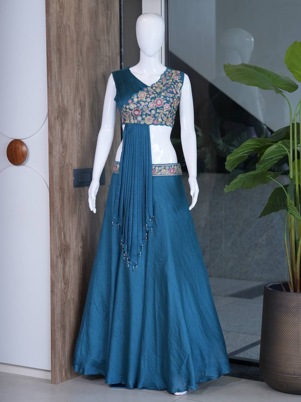 Exclusive Designer Festive Glamour In Vichitra Silk-Lehenga Set