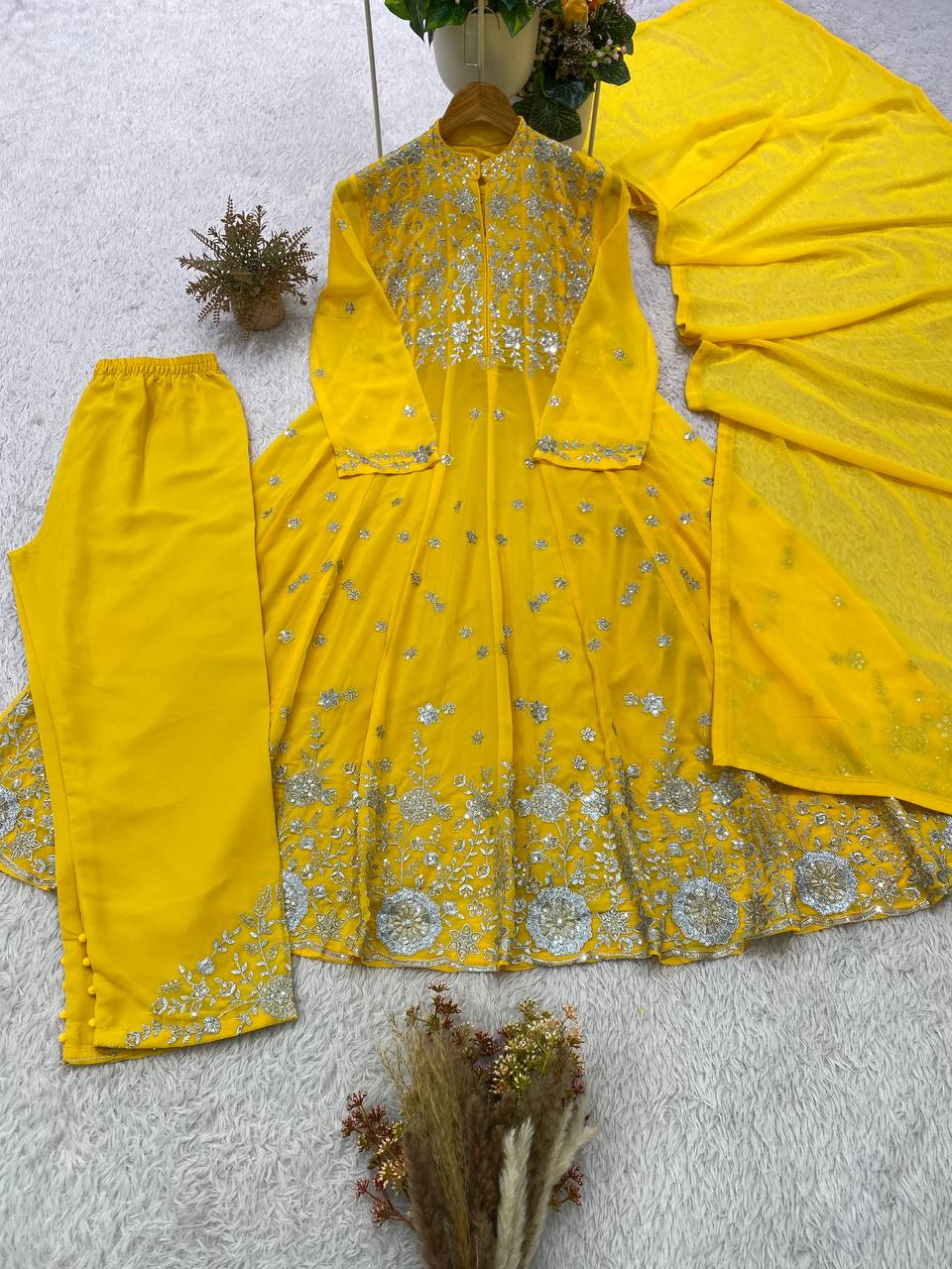 Premium Designer Georgette Embroidered Pant Set