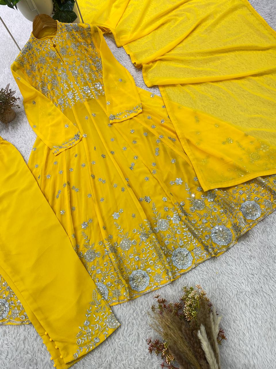 Premium Designer Georgette Embroidered Pant Set