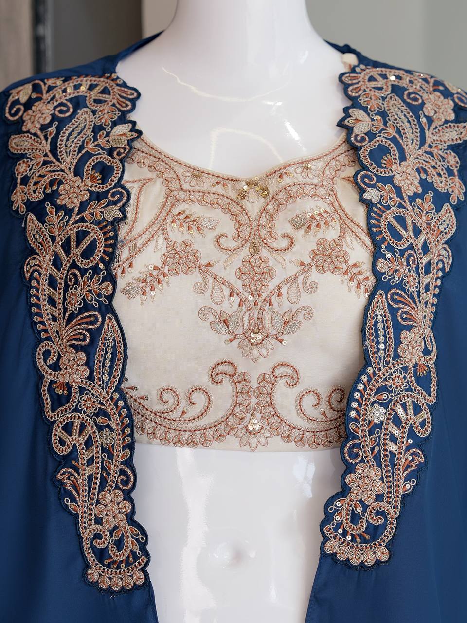 Designer Cosmos Embroidered Jacket Lehenga Set