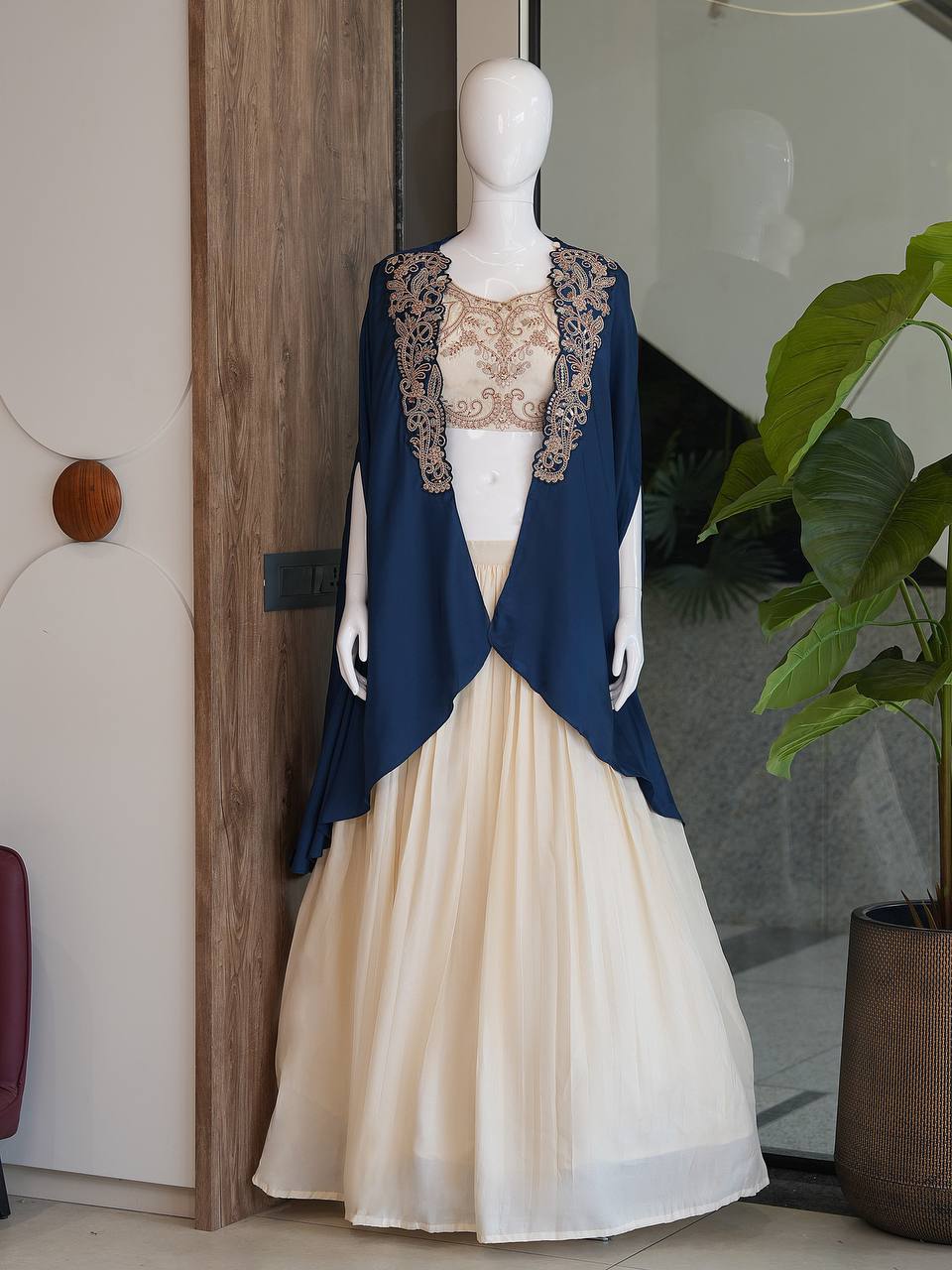 Designer Cosmos Embroidered Jacket Lehenga Set