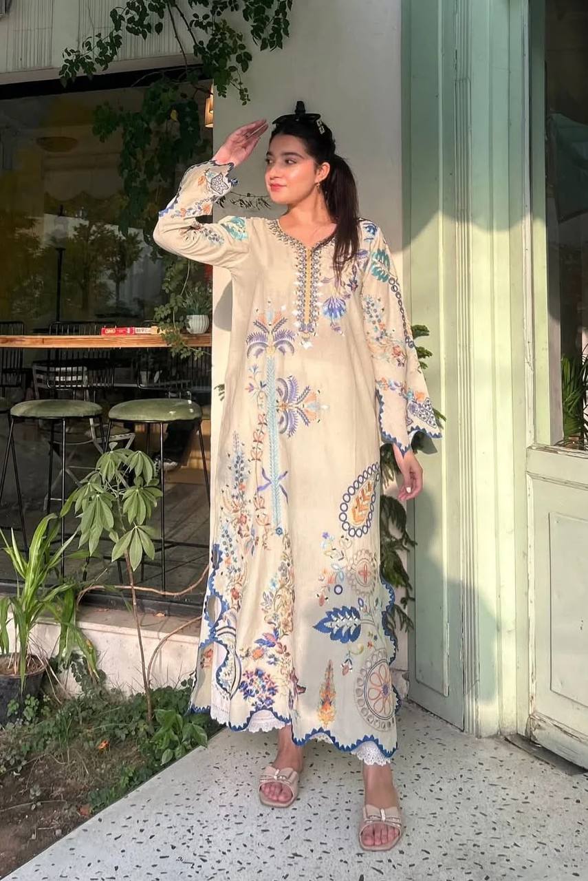 Real Mirror Work Embroidered Kurti Pant With Dupatta