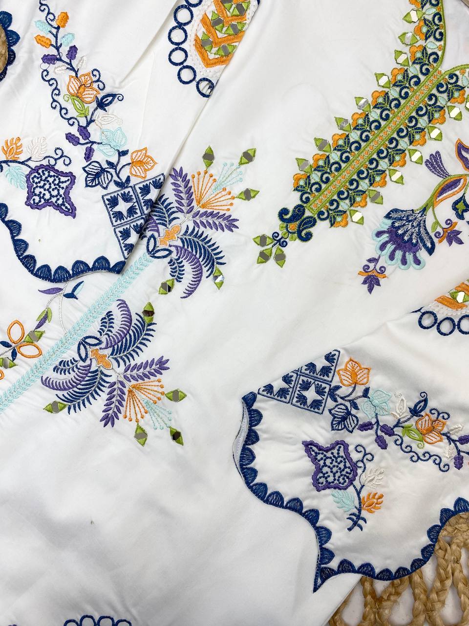 Real Mirror Work Embroidered Kurti Pant With Dupatta