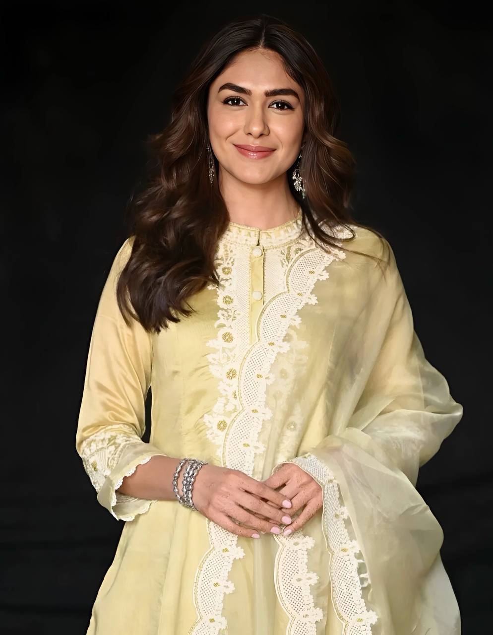 Designer Embroidered Roman Top, Salwaar & Organza Dupatta Set