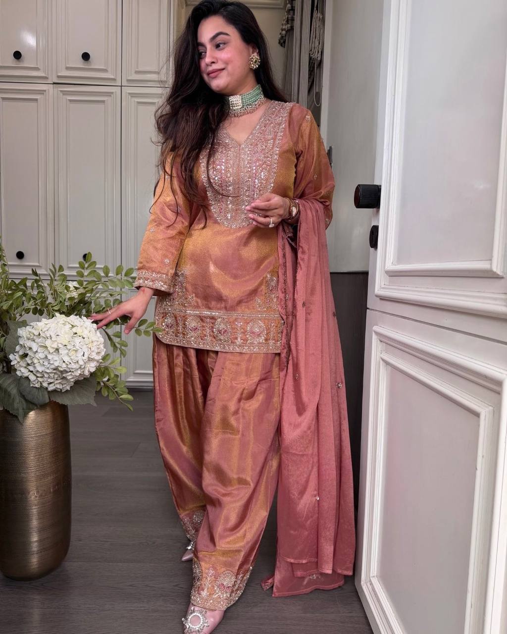 Designer Ronald Silk Heavy Embroidered 3-Piece Set