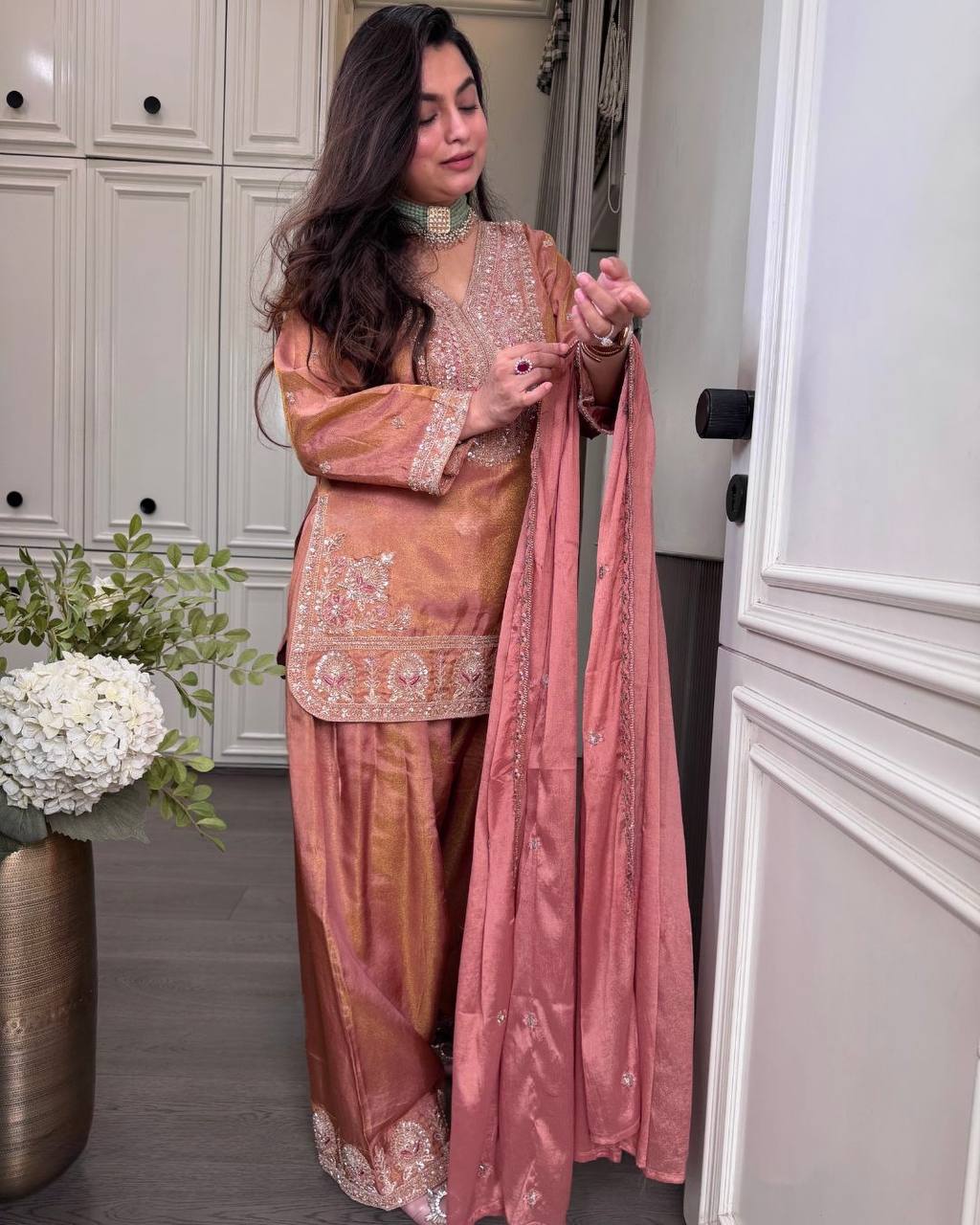 Designer Ronald Silk Heavy Embroidered 3-Piece Set