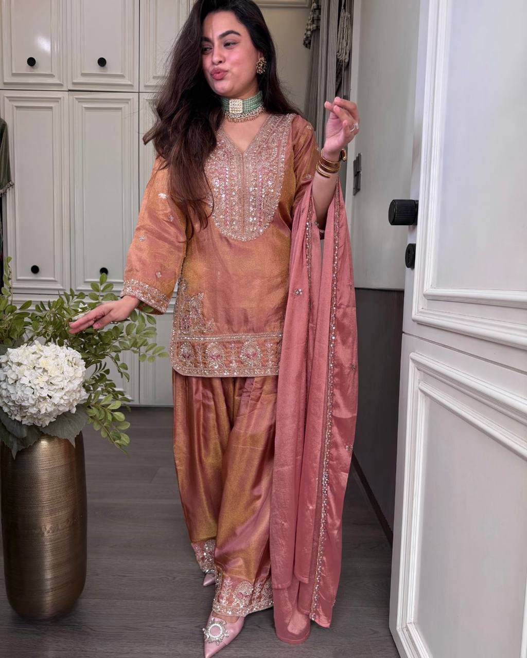 Designer Ronald Silk Heavy Embroidered 3-Piece Set
