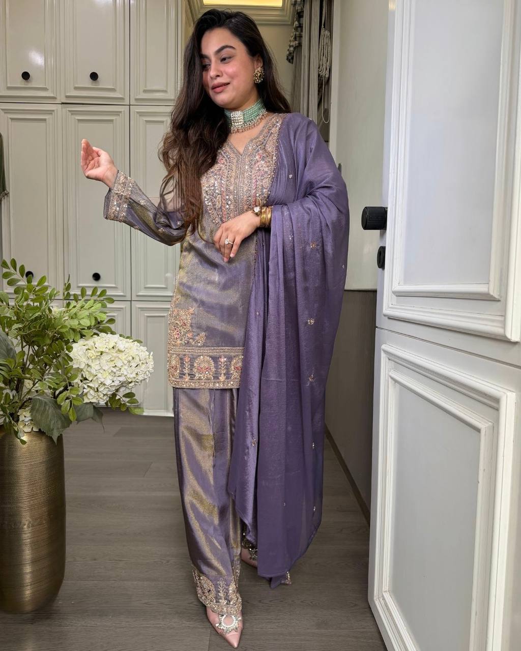 Designer Ronald Silk Heavy Embroidered 3-Piece Set