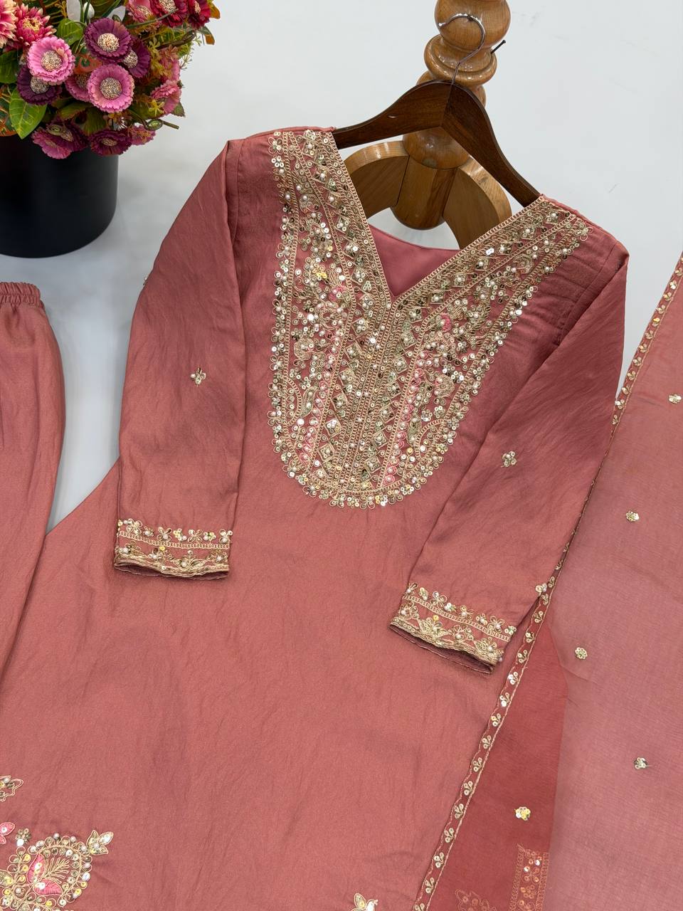 Designer Ronald Silk Heavy Embroidered 3-Piece Set