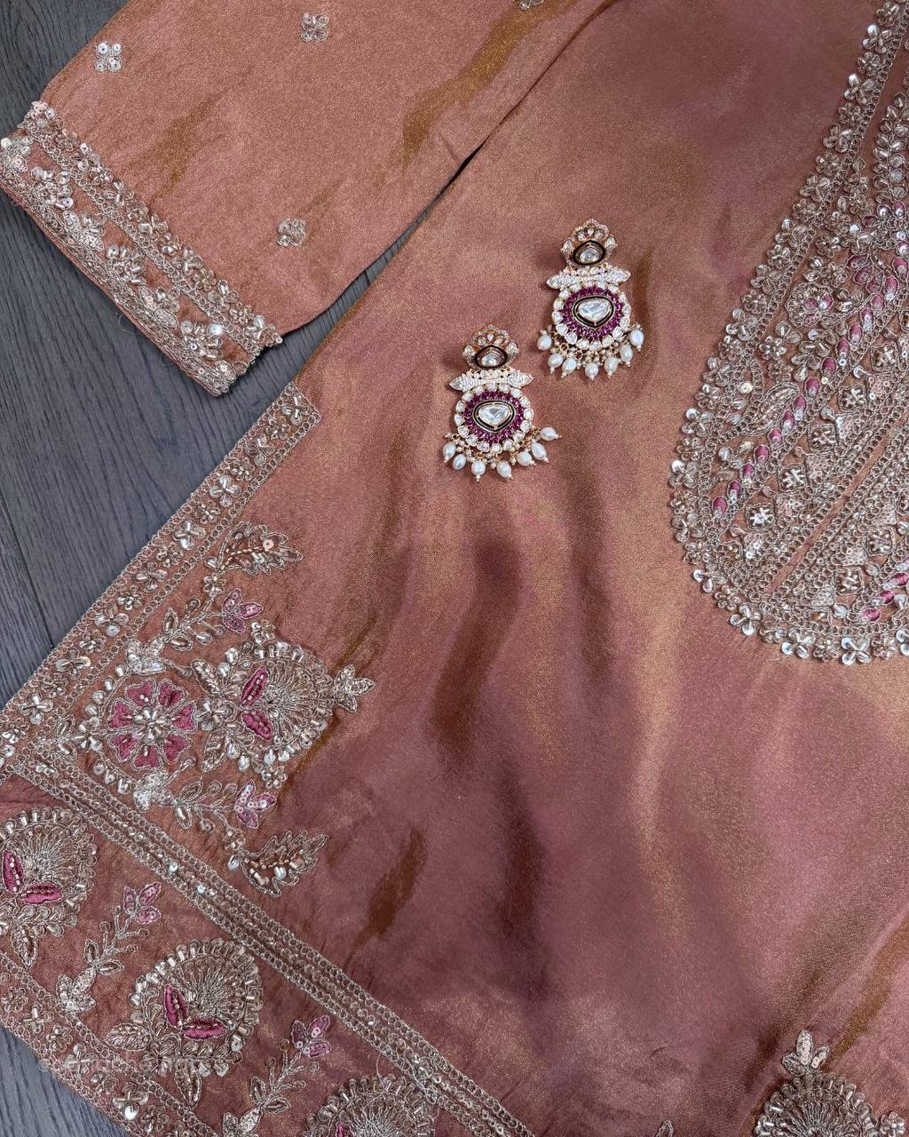 Designer Ronald Silk Heavy Embroidered 3-Piece Set
