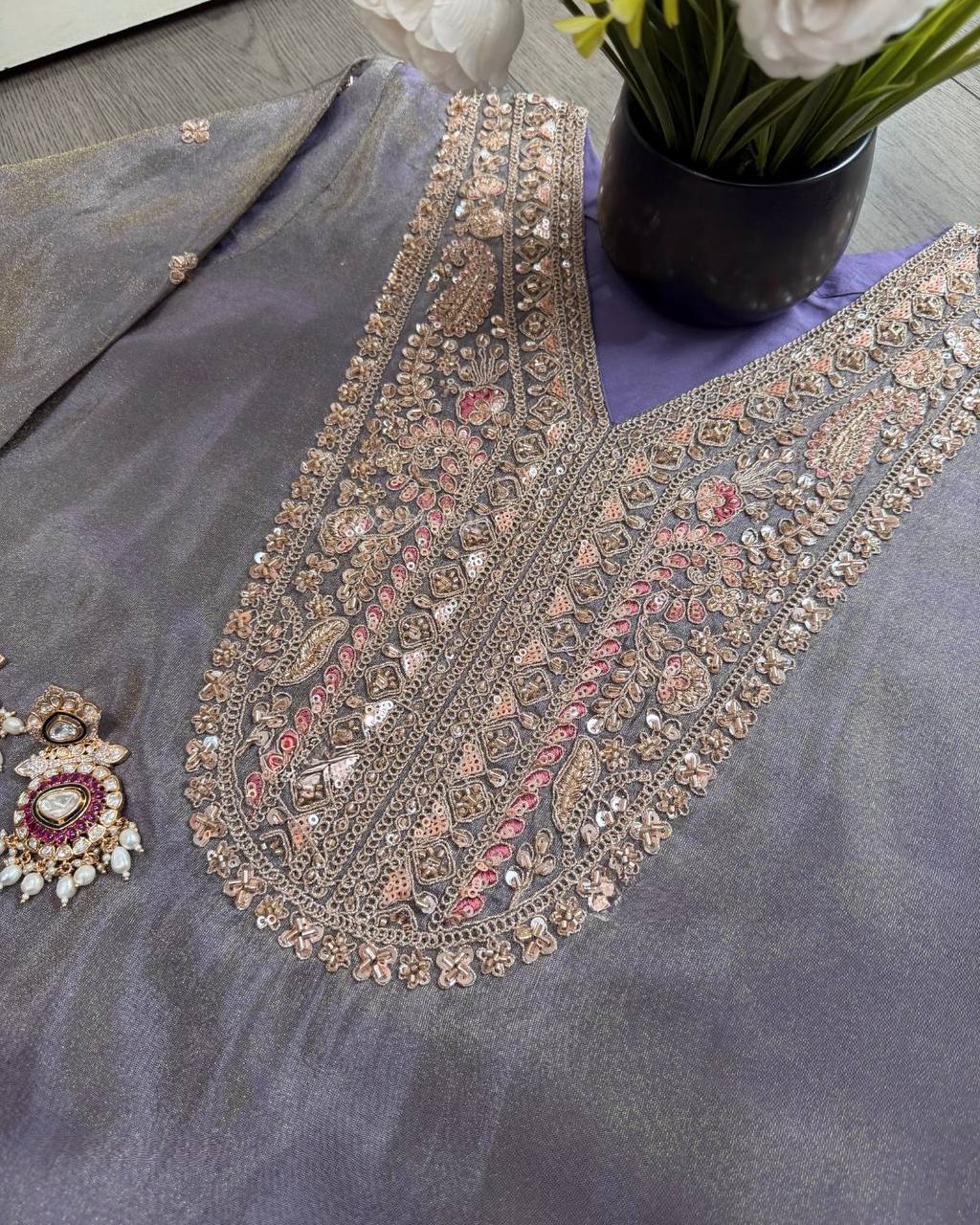 Designer Ronald Silk Heavy Embroidered 3-Piece Set