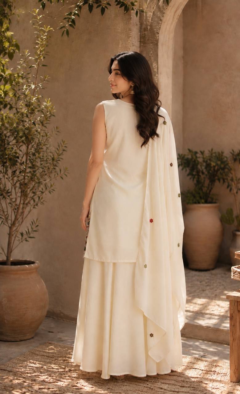 Graceful Chinon Top Palazzo Set for Casual & Office Wear