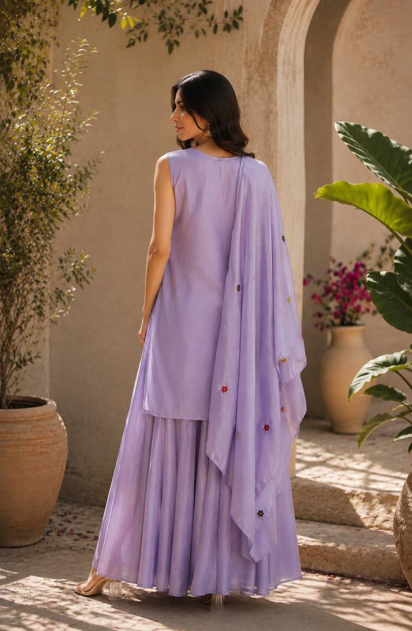 Graceful Chinon Top Palazzo Set for Casual & Office Wear