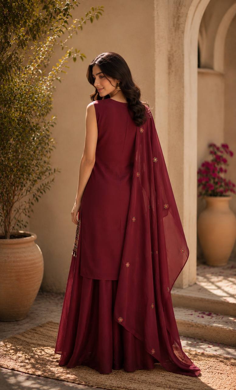 Graceful Chinon Top Palazzo Set for Casual & Office Wear
