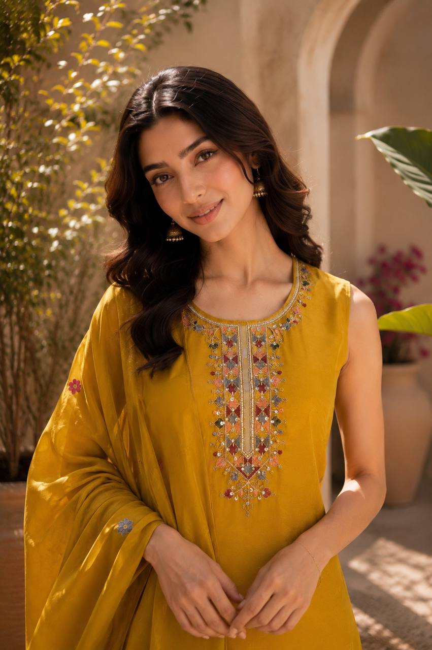 Graceful Chinon Top Palazzo Set for Casual & Office Wear