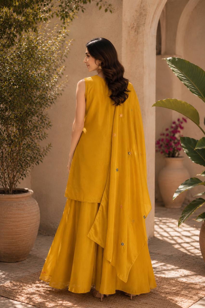 Graceful Chinon Top Palazzo Set for Casual & Office Wear