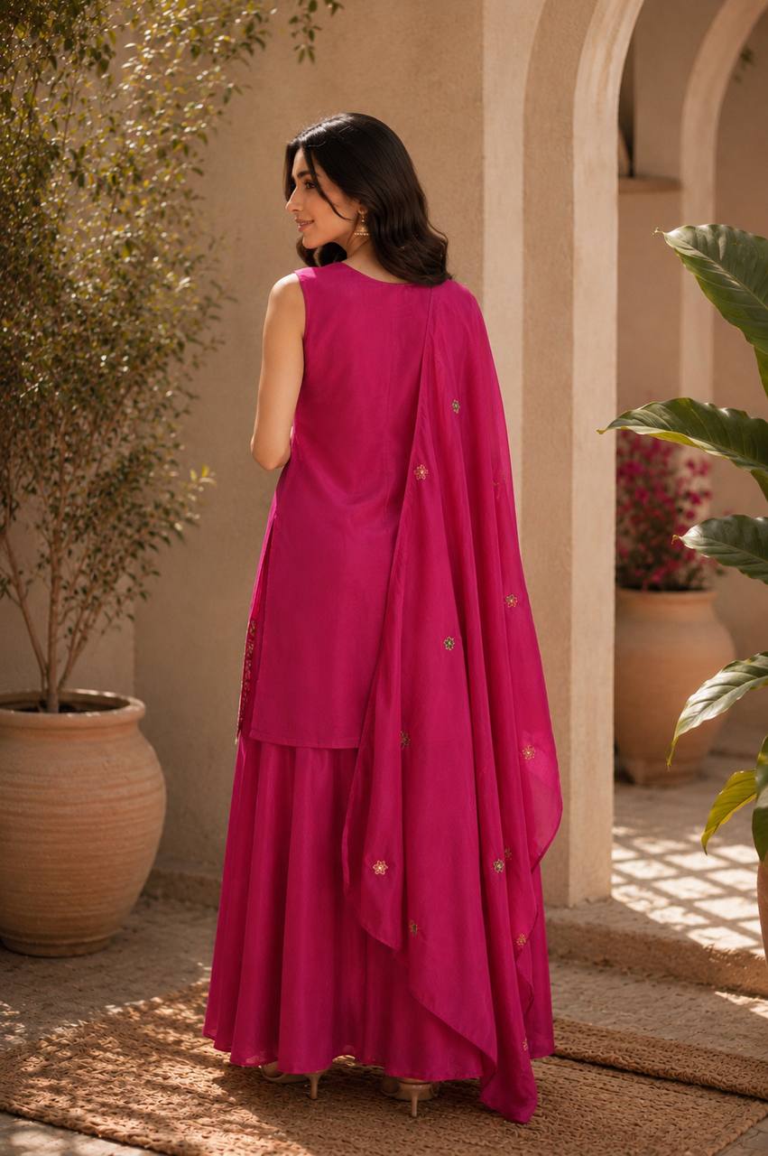 Graceful Chinon Top Palazzo Set for Casual & Office Wear