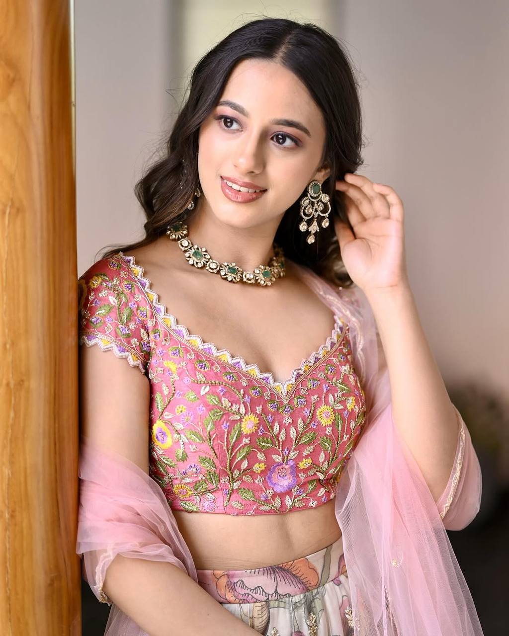 Traditional Chinon Silk Printed Lehenga Set with Embroidered Sequins